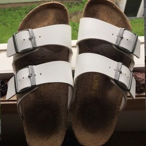 Birkenstock White Sandals: Size 38